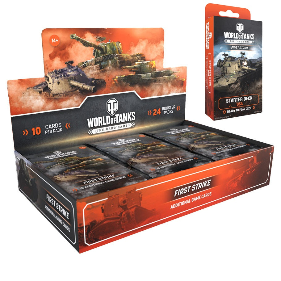 World of Tanks TCG: Booster Display: First Strike (24) COMBO + Starter Deck USA: First Strike